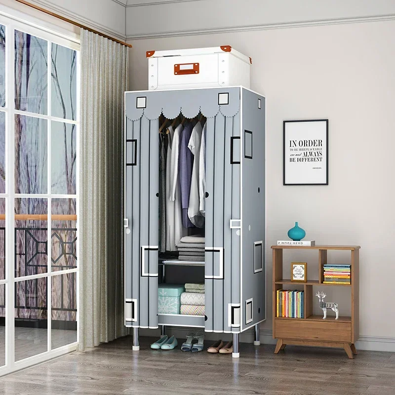 130x45x170cm Foldable Wardrobe 23mm Steel Pipe Wardrobe Bedroom Cloth Organizer Canvas Wardrobe Closet Rack