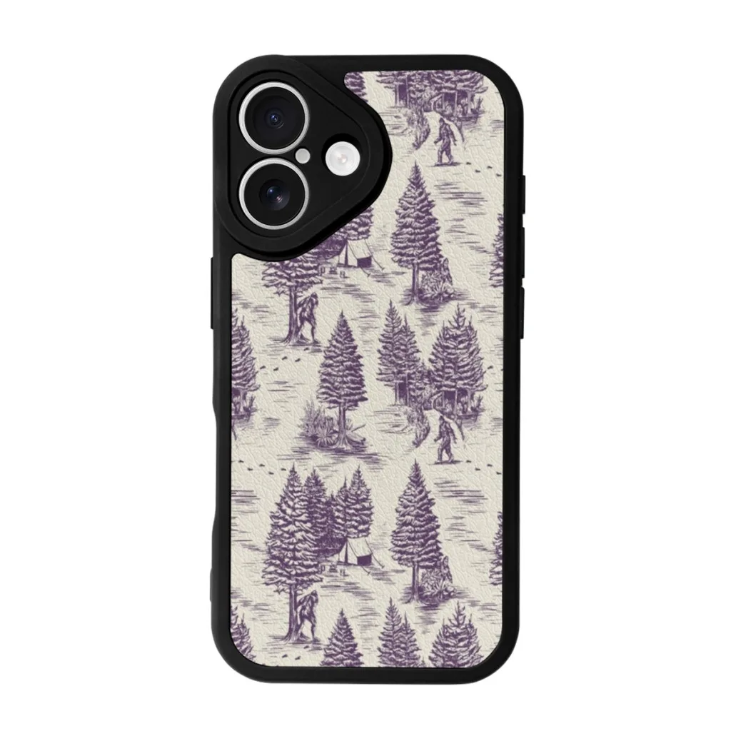 

Phone Case For iPhone 16 Pro Max Silicone Skin Case Bigfoot Sasquatch Toile de Jouy in Purple