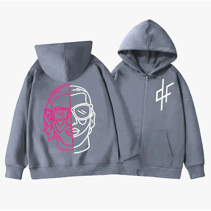Rapper PNL Le Monde Chico Graphic Zipper Hoodie Fashion Hip Hop Zip Up Sweatshirts Men Women Clothing Casual Oversized Pullovers