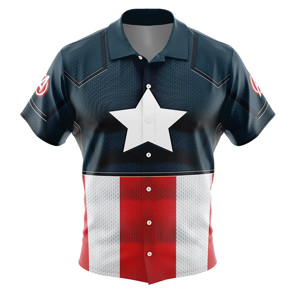 Captain America Marvel Button Up Hawaiian Shirt