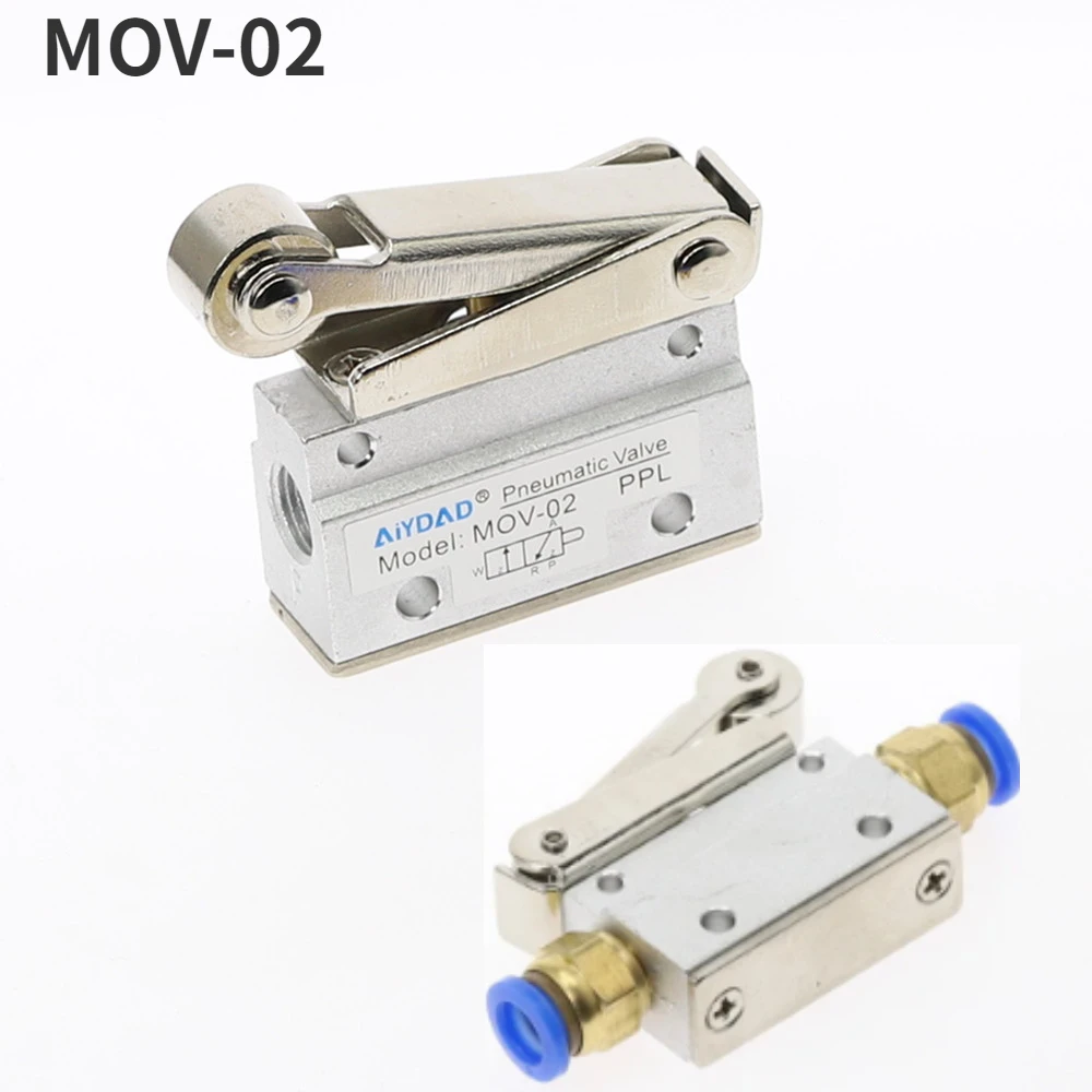 

MOV-02 PT 1/8"Female Thread 3 Position 2 Way Pneumatic Mechanical Valve MOV-321 Reversing Valve Roller Hand Manual Valves