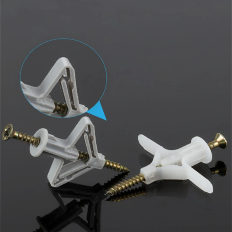 50/100pcs Plastic Toggle Anchor With Screw M4 Curtain Drywall Wall Cable Plug Aircraft Expansion Pipe Anchor Bolt Accessories