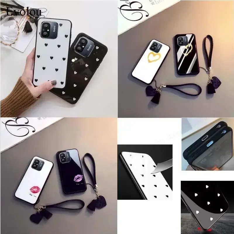 

For POCO F7 5G Love Heart Tempered Glass Shockproof Cover for Xiaomi POCO F7 Ultra F7Pro Redmi Turbo4 Pro Tassel Lanyard Case