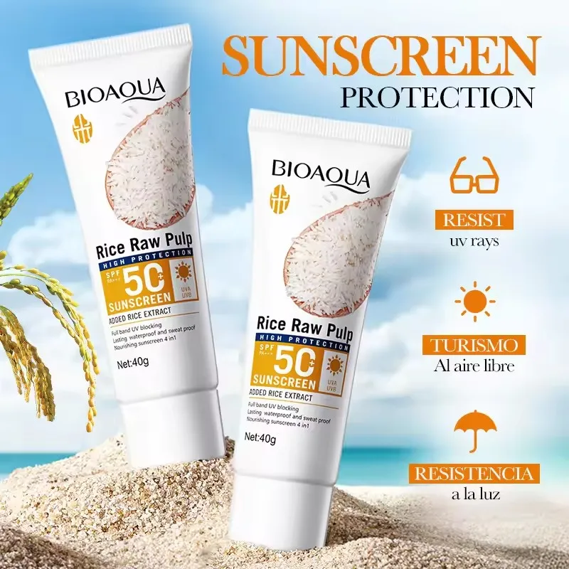 2pcs/kit BIOAQUA spf 50 White Rice Sunscreen Sets for Face Body Moisturizing Whitening Creams Solar Blocker Facial Sunscreen