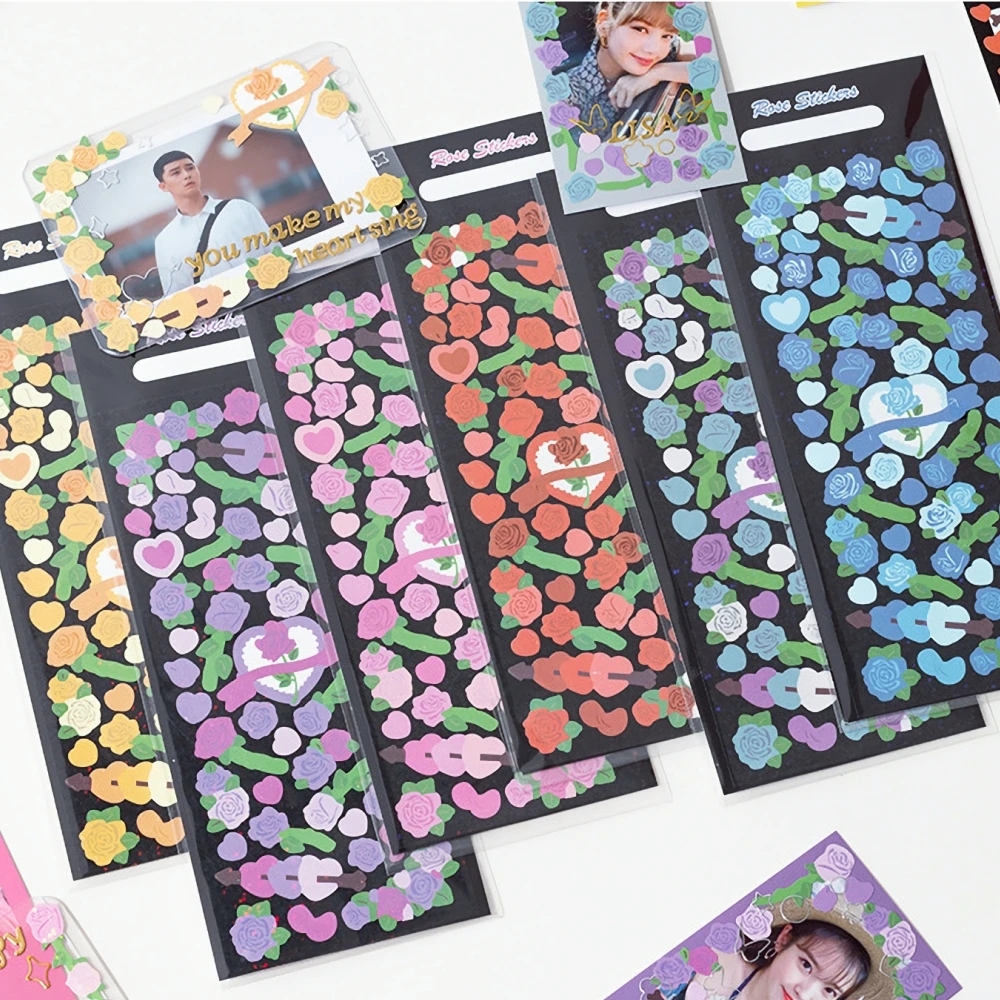 

KPOP Hologram Rose Sticker - Cute Korean Style Deco Seal in Various Colors - Shiny & Romantic for Toploaders and Scrapbooking