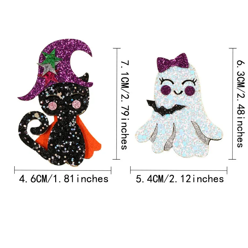 100 Stück Halloween-Zauberer-Katzen-Schleifen-Geister-Aufnäher für DIY-Kopfbedeckungen, Accessoires, Party-Kostüm-Dekorationsmaterialien – Detail 5