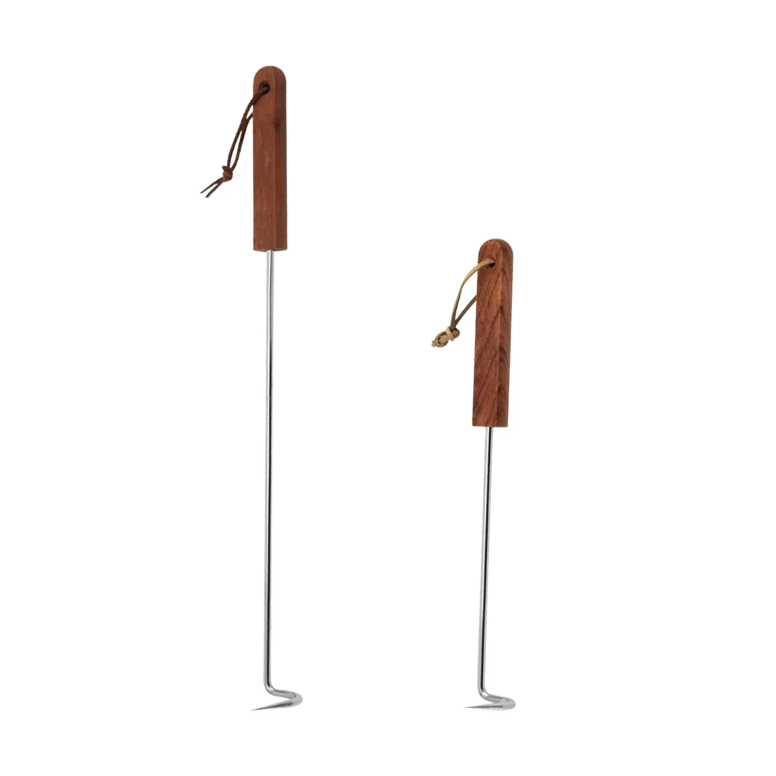 Stainless Steel Barbecue Turner Hook Food Flipper Hook with Hanging Rope for Easy Grilling