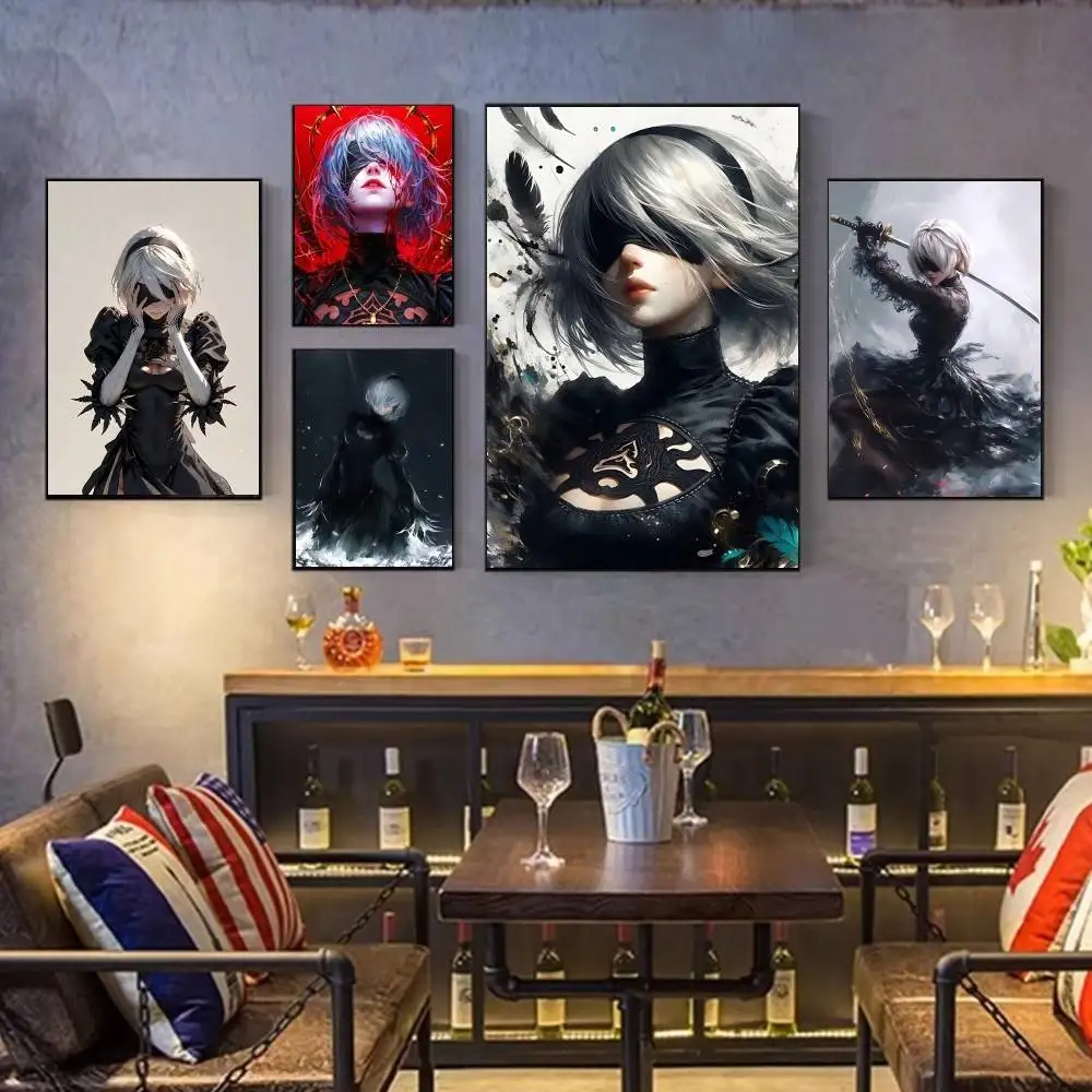 

Game Nier A-Automata 2B Poster Fancy Poster Wall Sticker for Living Room Bar Vintage Decorative Painting