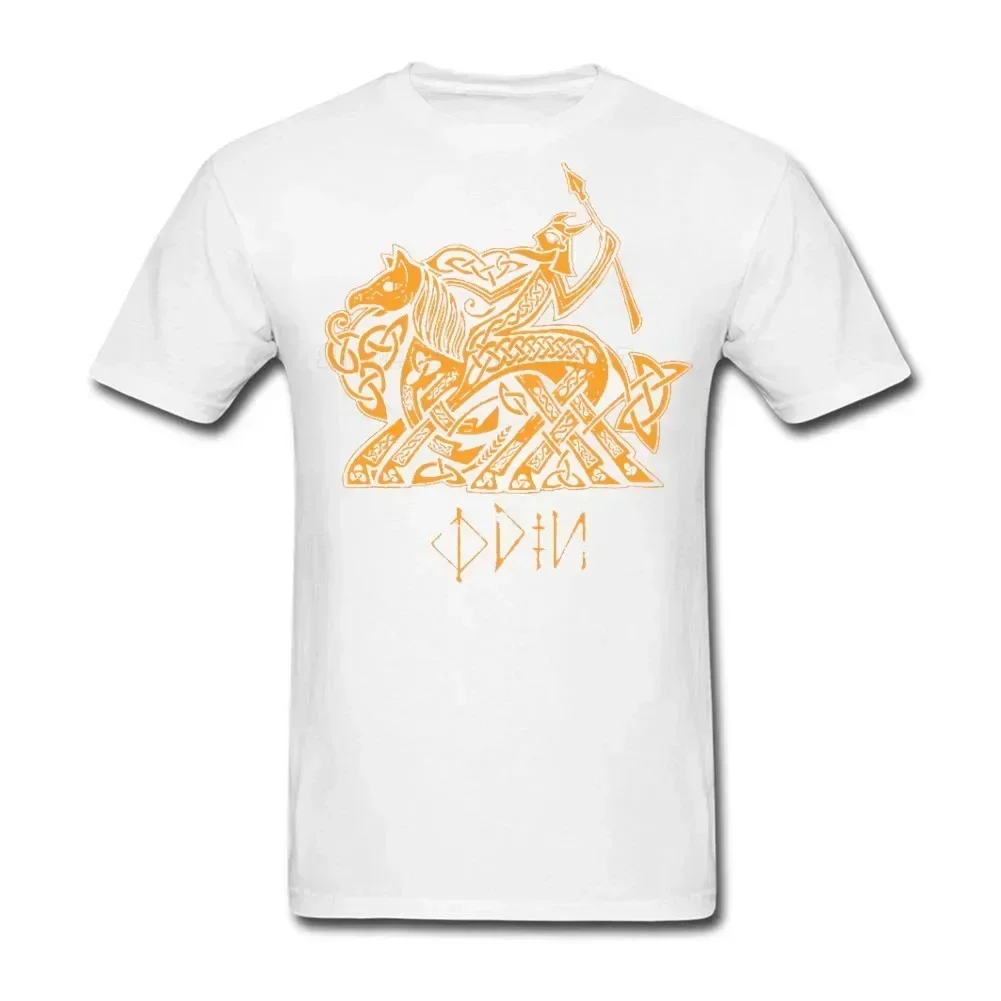 100% Cotton O-Neck Summer Short Sleeve Casual Mens T-shirt Norse Myth God Odin's Horse Sleipnir T-Shirt Size harajuku t shirts