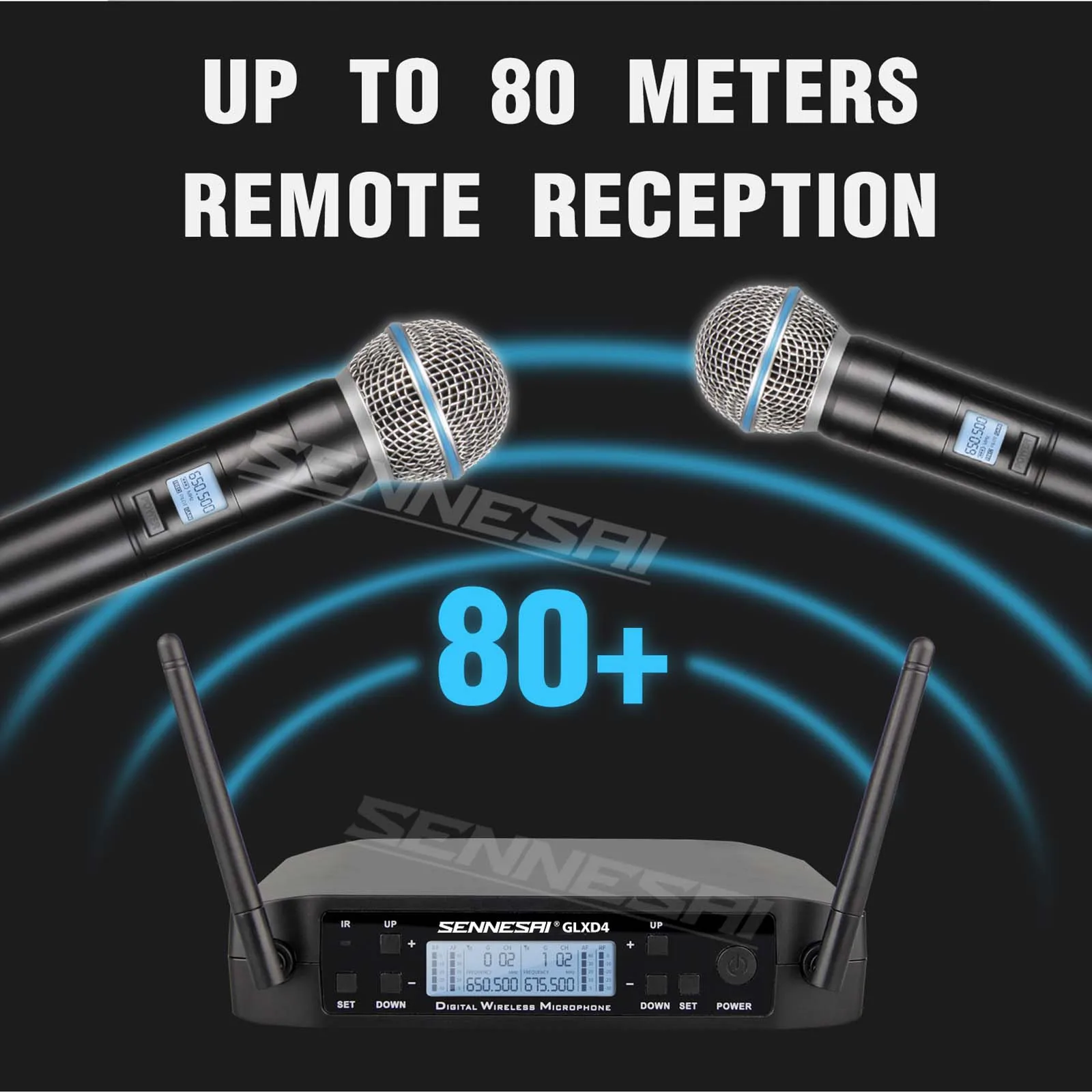 High Quality！GLXD4 B58 Professional Dual Wireless Microphone 600-699MHz System Stage Performances UHF Dynamic 2 Channel Handheld