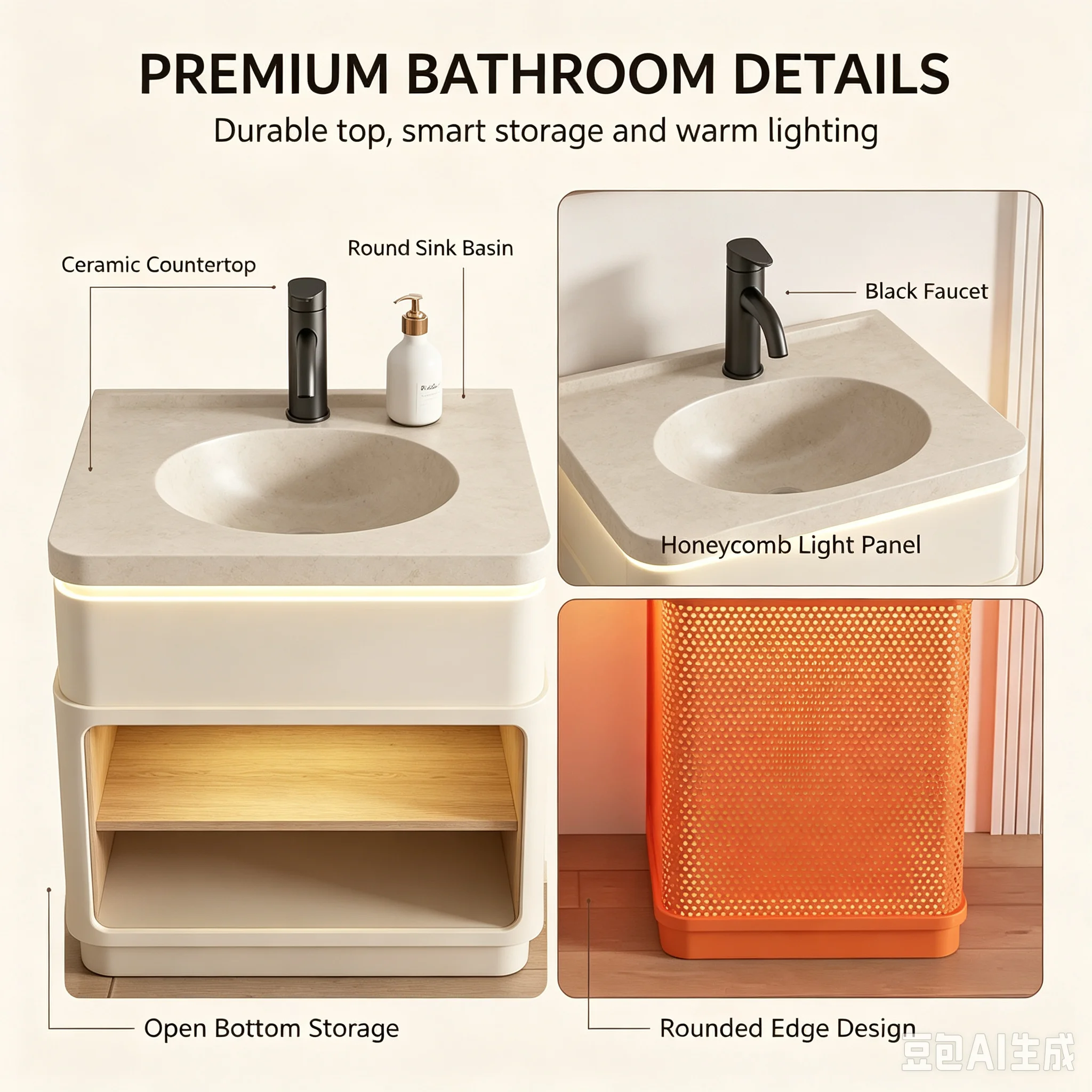 LLY light luxury wash basin integrated floor-to-ceiling bathroom column wash basin hotel homestay wash basin
