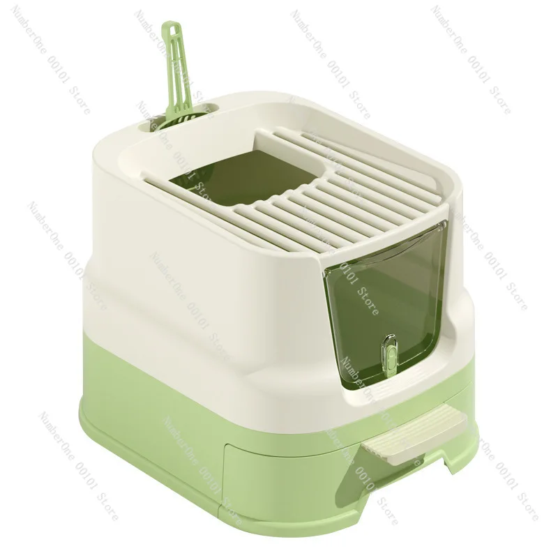 Drawer Type Extra Large Cat Litter Box Fully Enclosed Odor Proof Splash Proof with Sand Trap for Indoor Pet Toilet