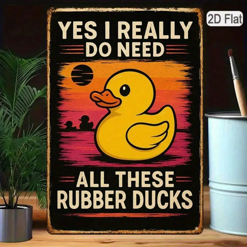 1 Stück Humorvolles Gummienten-Blechschild 8x12 Zoll für Badezimmer-Wanddekoration