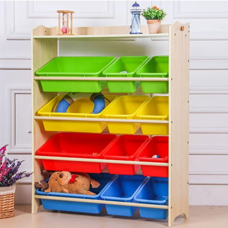 Kids Toy Organizer with 12 Plastic Bins Greenguard Gold Certified Storage System for Children's Rooms and Playrooms