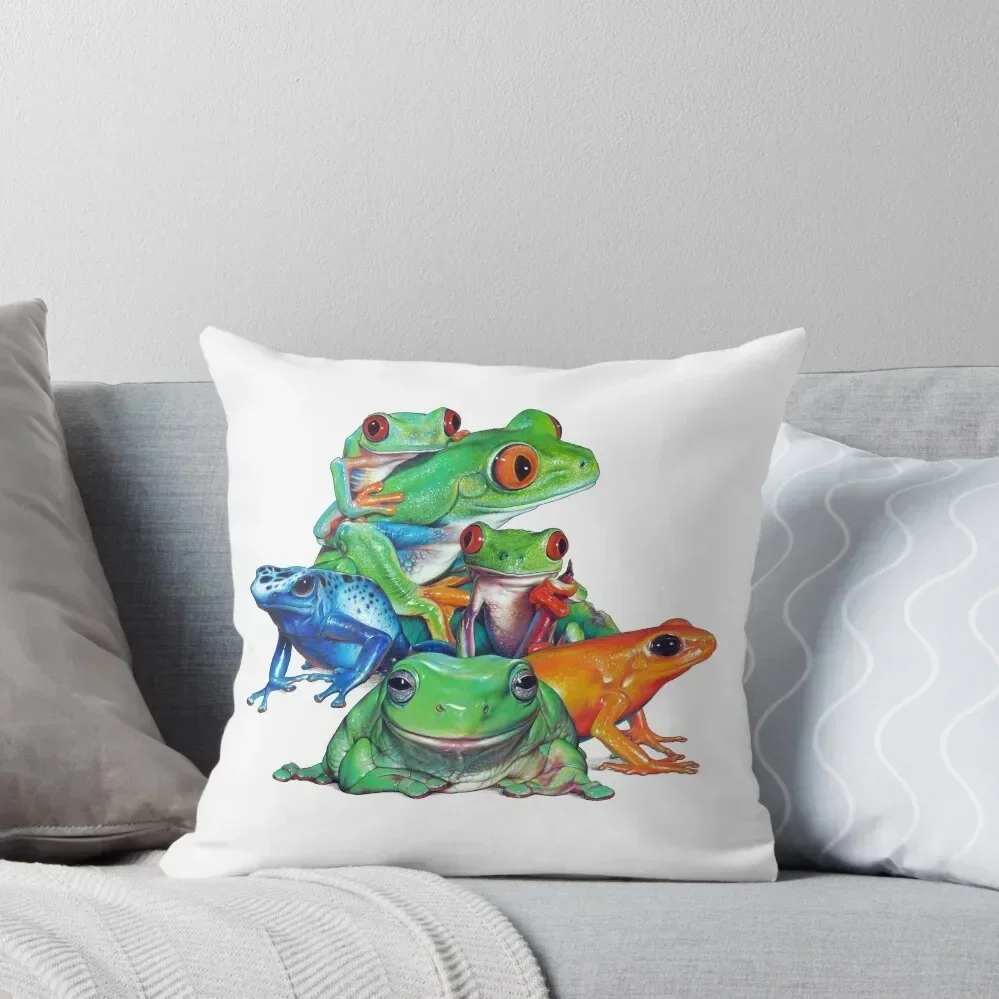 

Tropical Frog Collage Throw Pillow Room decorating items Anime pillowcases for sofa cushions pillow