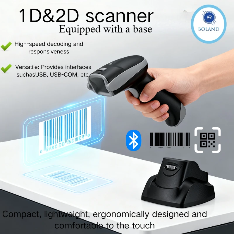 

1D/2D Handheld Bar Code Scanner Wireless/Blueooth Portable Barcode QR/PDF417 Reader for Mobile Payment
