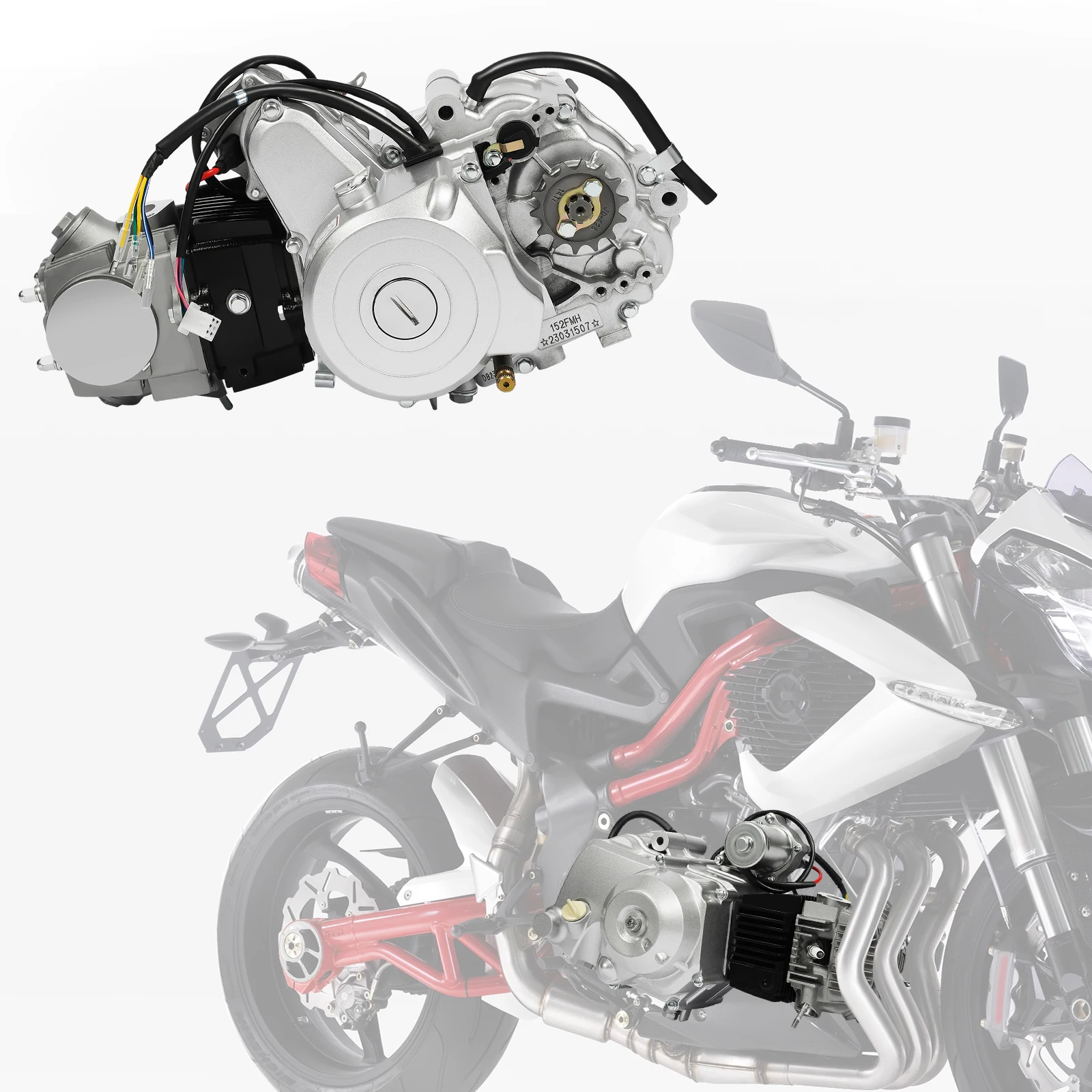 

4-stroke 125cc Semi Auto Engine Motor 3 Speed Single Cylinder Air-Cooling with Reverse Fit for Quad Bike Go Kart