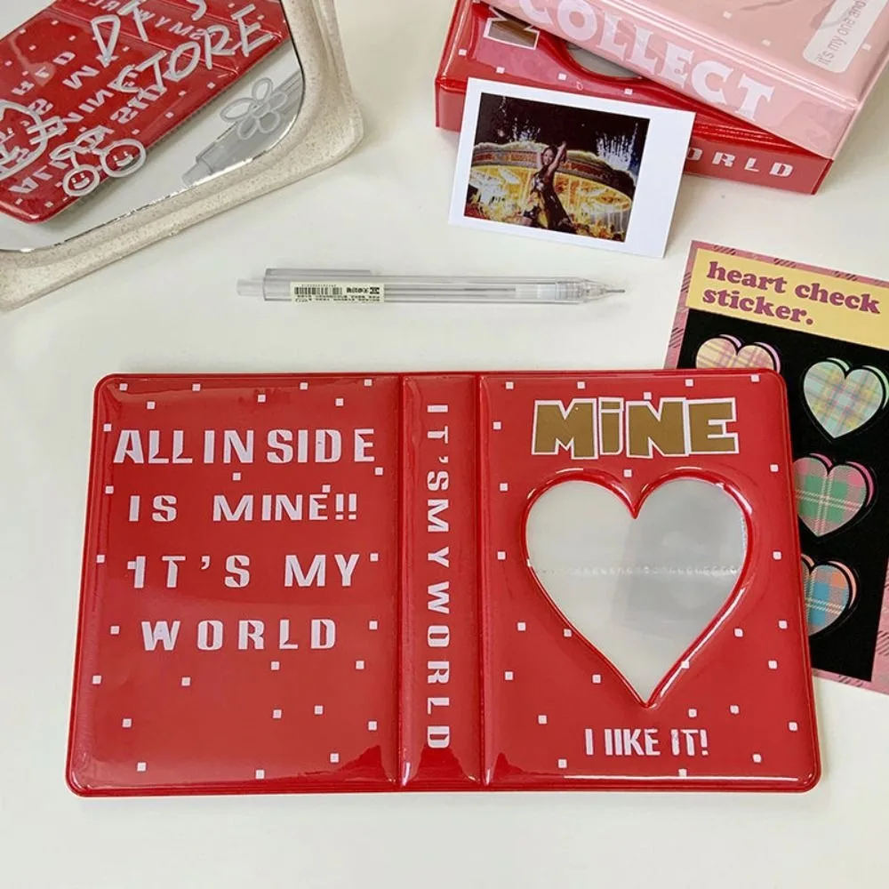New 64 Pockets Photo Album Love Heart Hollow Photo Holder PVC Photocard Holder Men
