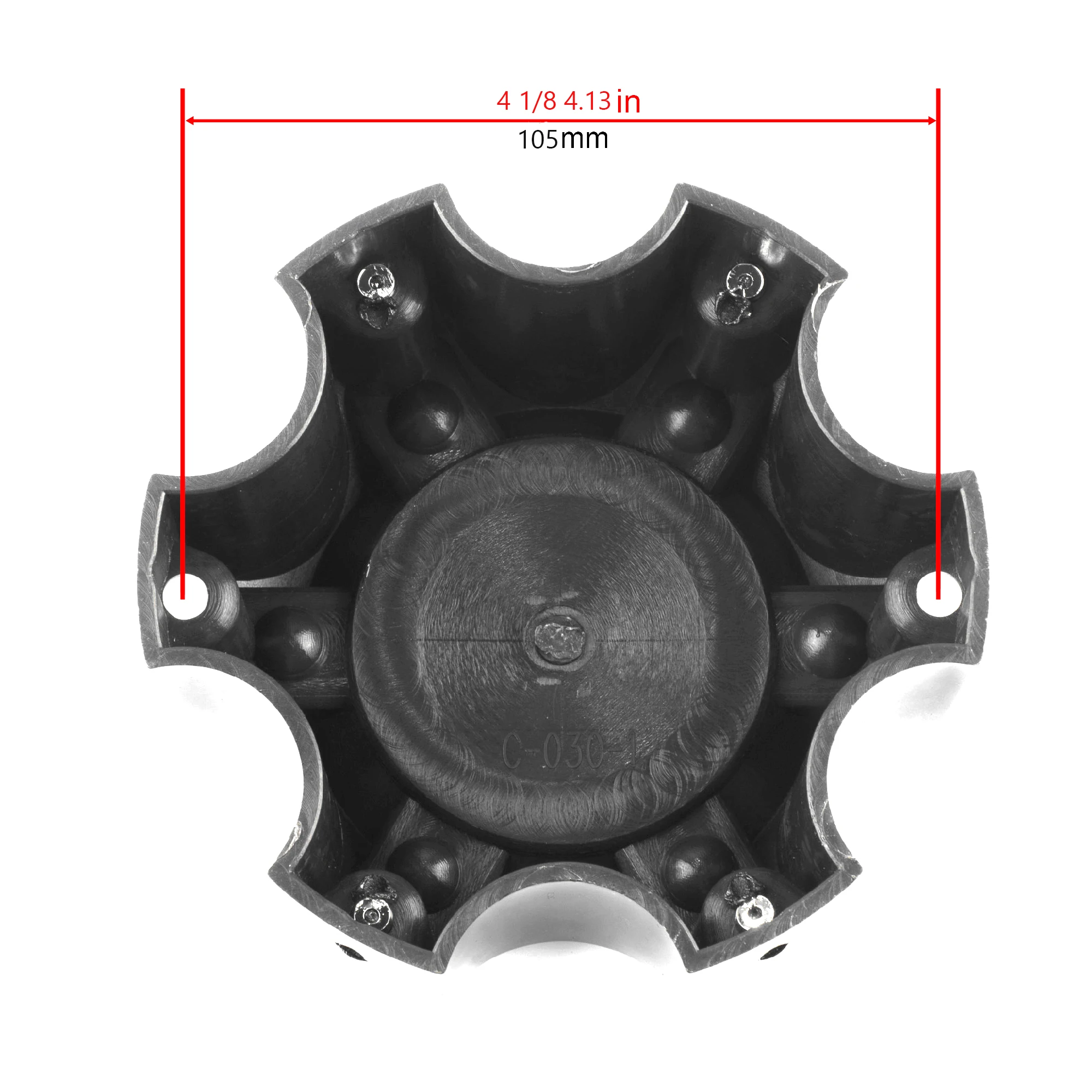 4pcs OD 114mm/4.49in ID 105mm/4.13in Wheel Hub Center Cap Rim Dust Cover 6 Lugs Refits Accessroies Black