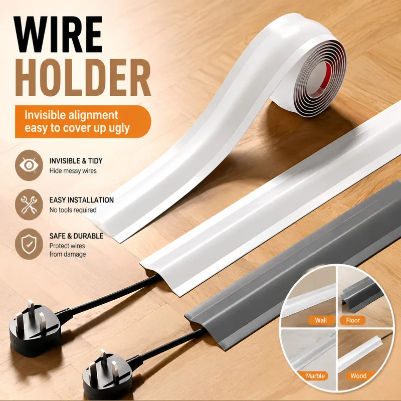 Cable Duct Wire Holder Floor Surface Mount Invisible 1m Length Office Desktop Laboratory Household Staff AntiStep Cable