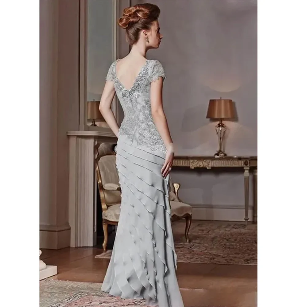 Long Elegant Mother of the Bride Dresses Chiffon Floor-Length Mermaid Wedding Guest Party Dress for Women 2024 Evening Gala
