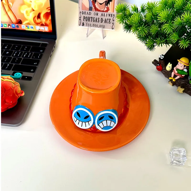 Anime One Piece Mug Water Cup Cosplay Creative Three Brothers Hat Shaped Coffee Cup Chopper Ace Sabo Luffy Ceramic Cup Boy Gift