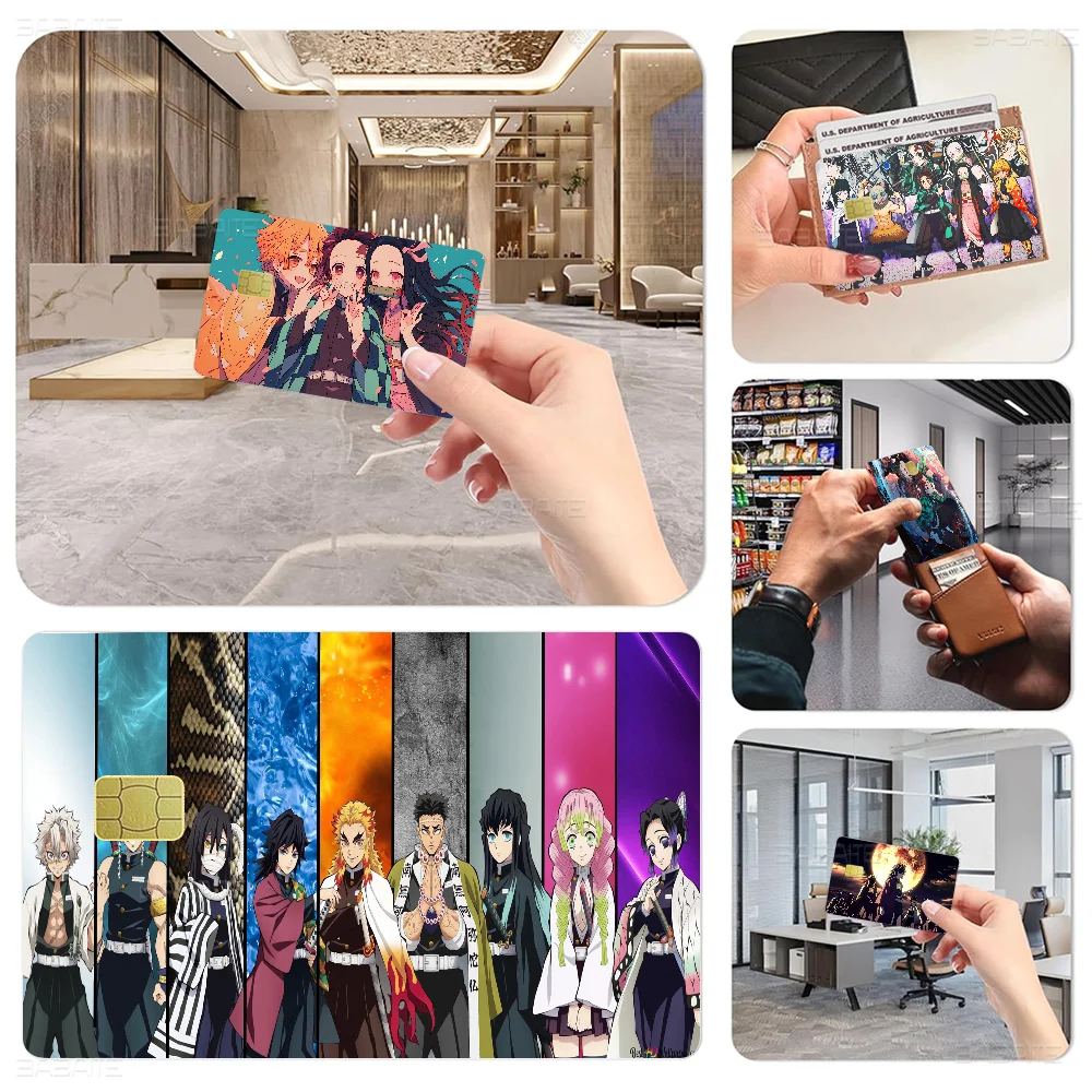 ملصقات جلدية لبطاقة الائتمان Demon Slayer لبطاقة نقل بطاقة البنك VISA ملصق مضاد للماء هدية نسائية مضادة للخدش