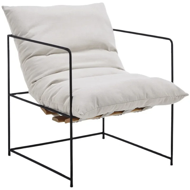 Nordic Modern Single Sofa Chair with Iron Frame Lazy Luxury Negotiation and Library Furniture for Living Room Design