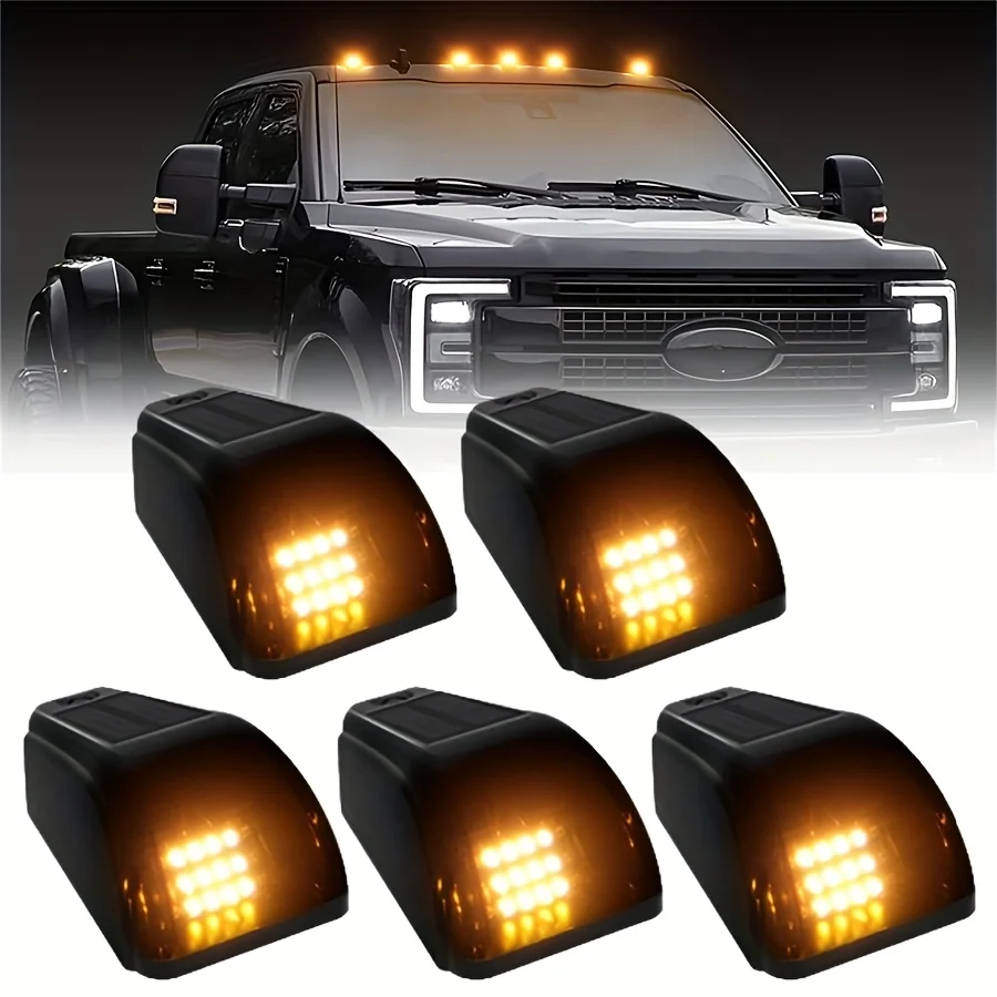 Portable Solar LED Smoke Roof Marker Light Kit - Bright Durable Components Cab Roof Marker Lights, Smoke Roof Run Top Marker Light Kit, LED Roof Lights for Trucks, Pickups And Cab Markers 2003-20181500, 2500, 3500, 4500, 5500Car Accessories Car Decor view 3