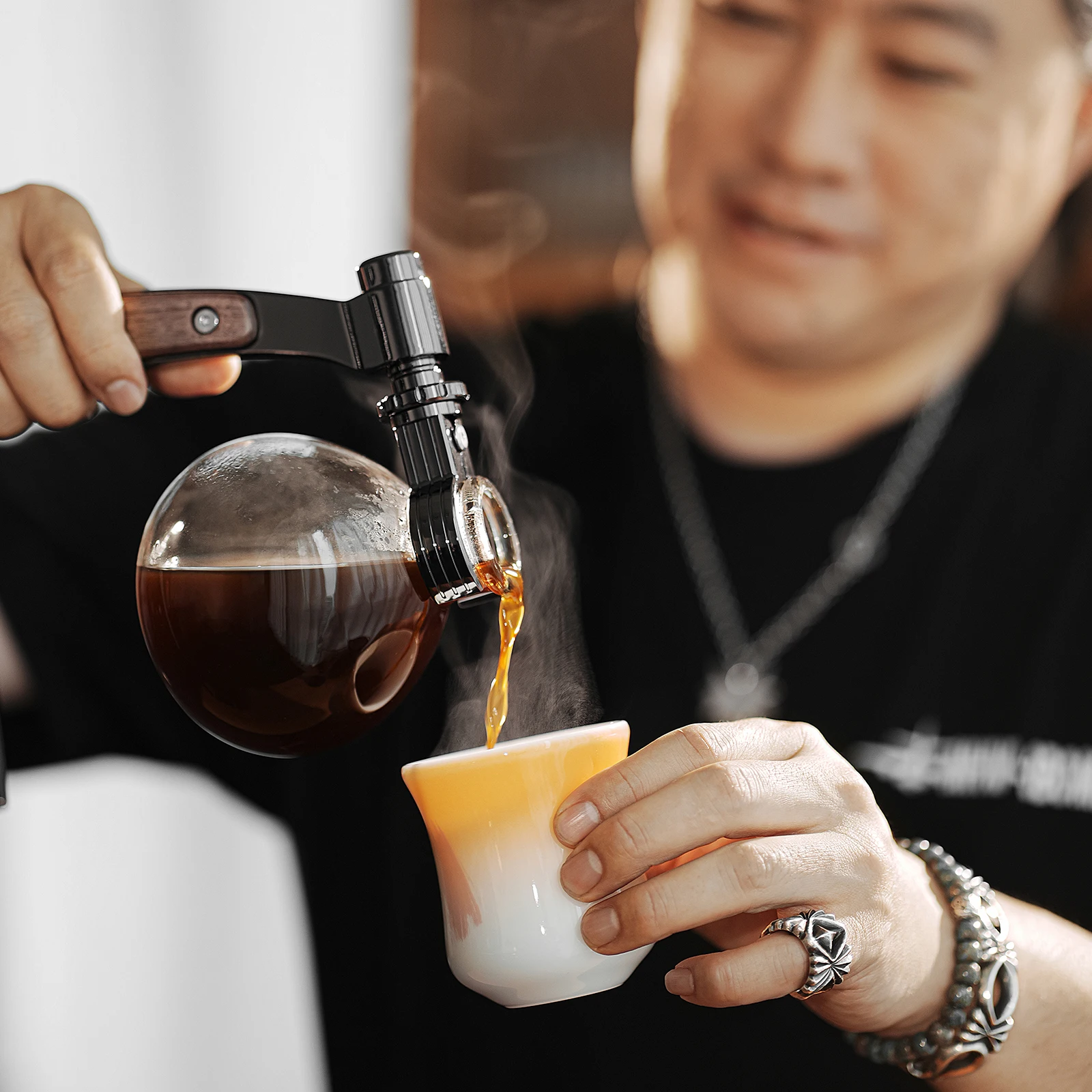 Coffee Siphon Pot with Wooden Handle,Vacuum Brewer Pot,Home Brewing Siphon Machine Set Glass Drip Coffee Maker