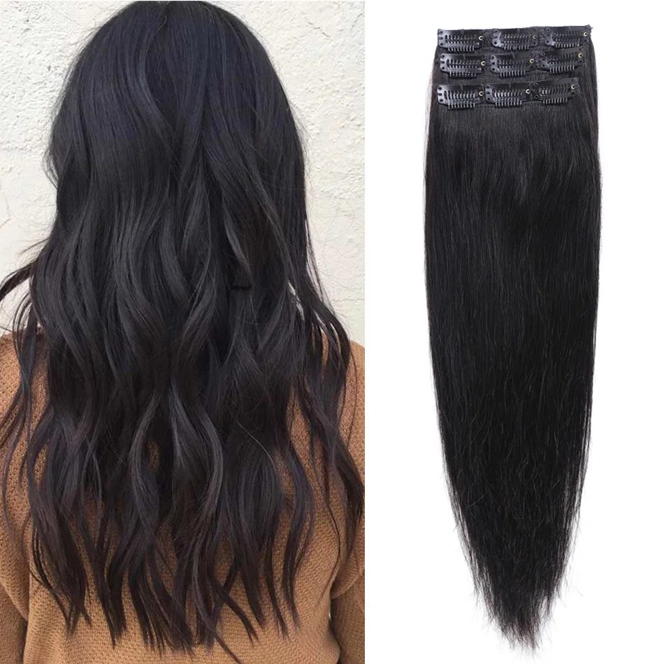 

100% бразильские накладные Человеческие волосы Remy, прямые волосы 3 шт./компл. зажим для волос 90 г, увеличение верхнего/бокового объема