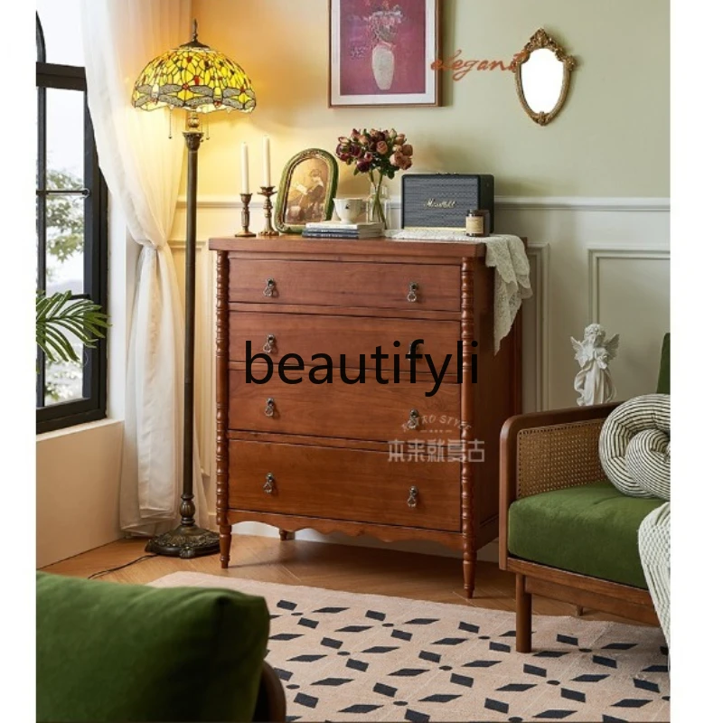 خزانة ذات أدراج من الخشب الصلب بتصميم عتيق، خزانة متكاملة لغرفة النوم، خزانة بأدراج تخزين مدخل غرفة المعيشة