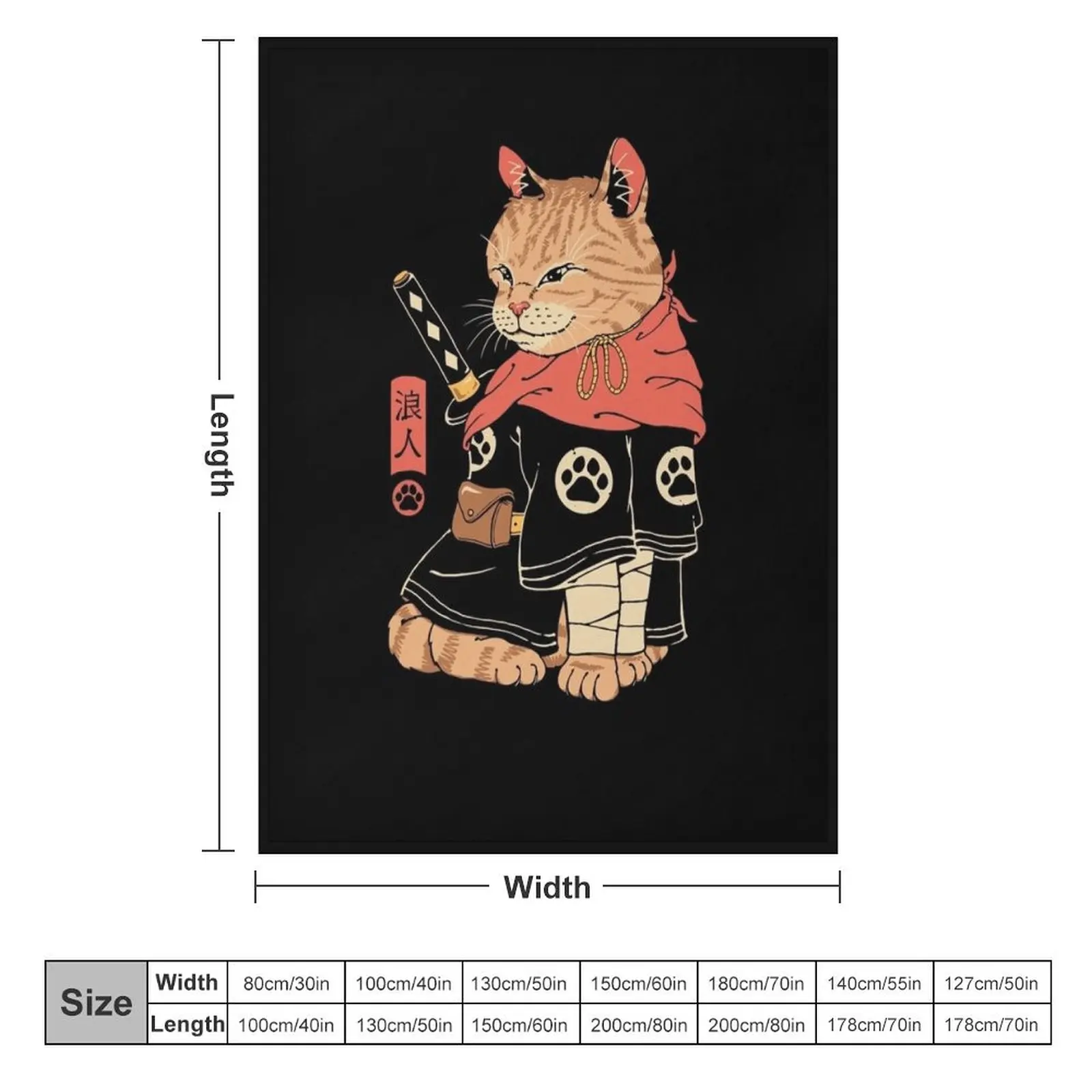 Neko Ronin Throw Blanket Custom Thins Moving Blankets