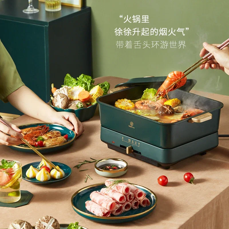 220V Household Multifunctional Electric Skillet with Steam Cooking, Frying, and Grilling Functions - Electric Steam Pot