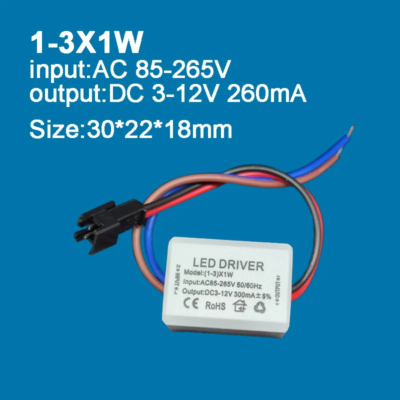 AC 85V - 265V Small Size Constant Current Power Supply LED Driver for 1W - 3W 6W Ceiling Thumb Light Lamp