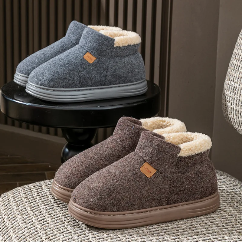 

Big Size 49 50 Warm Slippers for Men with TPR Sole Memory Foam Non Slip Design Patchwork Comfortable Suede House Shoes fo Man