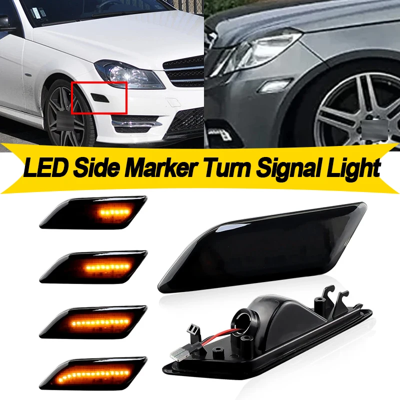 

2 шт. для Mercedes Benz W204 C300 SEDAN 2012 2013 2014 светодиодный передний бампер крыло боковой габаритный указатель поворота