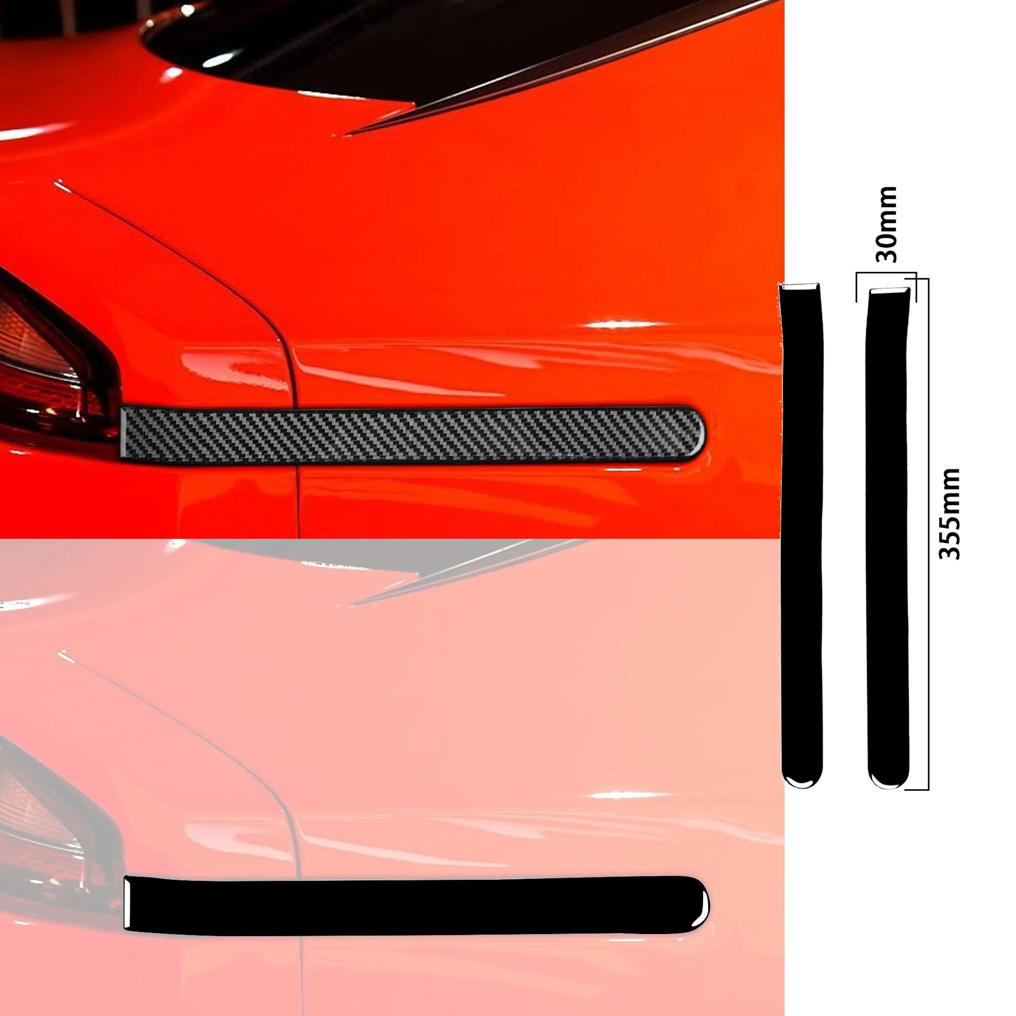 2 Stück Glänzend Schwarze Auto-Heckleuchten-Seitenbremslicht-Abdeckung für Kia Stinger 2018 2019 2020 2021 2022 2023 Carbon-Optik