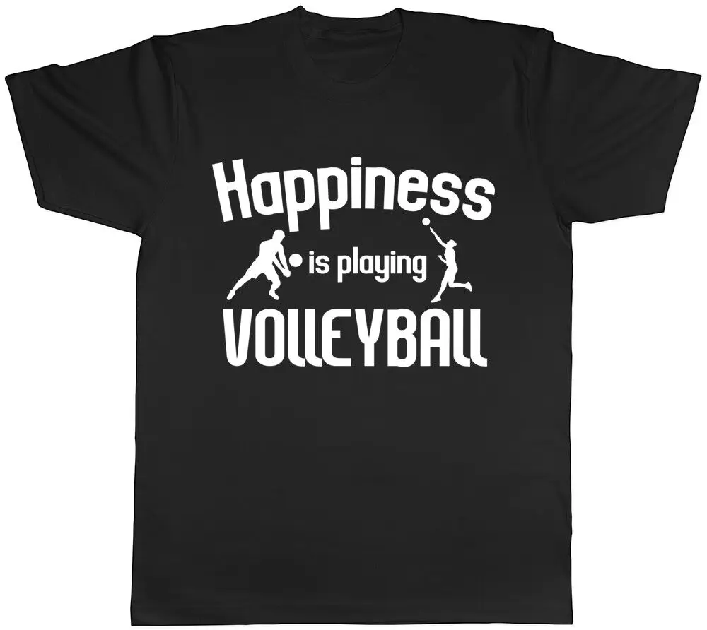 Happiness Is Playing Volleyball Mens Ladies Womens T-Shirt Anime Graphic T-shirts For Men