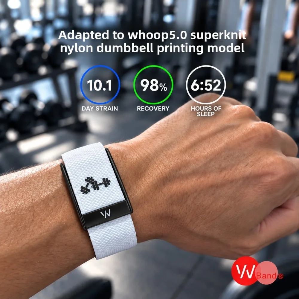 Compatible with WHOOP 5.0 SuperKnit Nylon Woven Dumbbell Pattern Replacement Band Breathable Workout Fitness Strap
