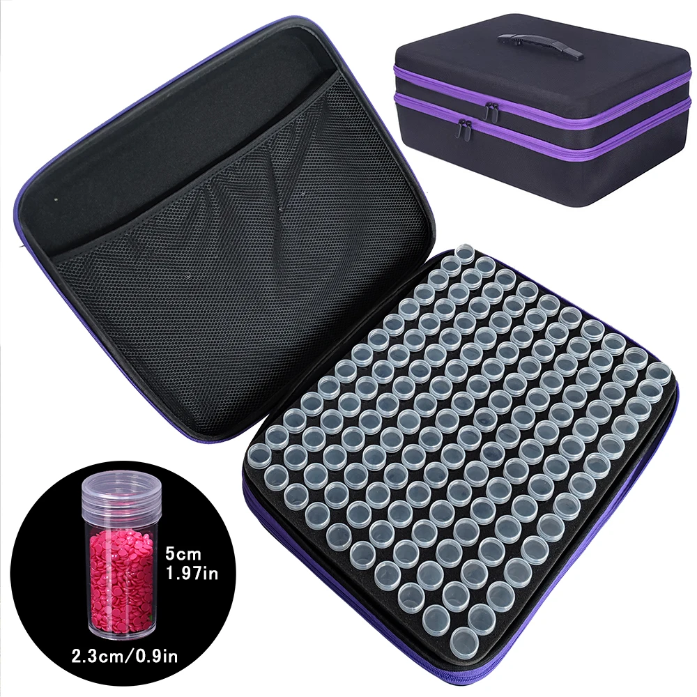 

420 Slots Diamond Painting Storage Case with Mini Bottles, EVA Hard Shell Organizer Suitcase Portable Craft Tool Box with Funnel