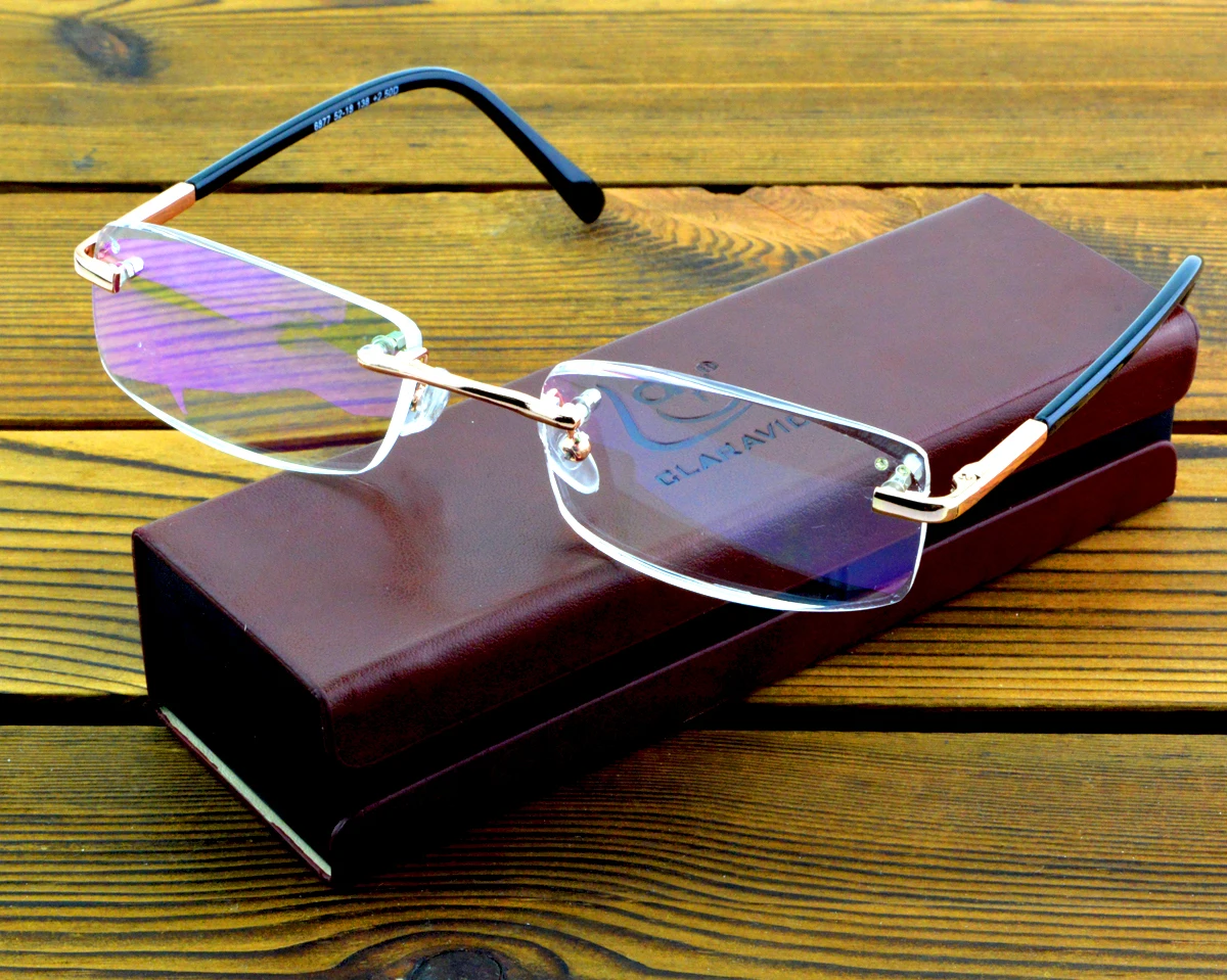 

Men Rimless Luxury with Pu Case High Standard Reading Glasses +1 +1.5 +2 +2.5 +3 +3.5 +4