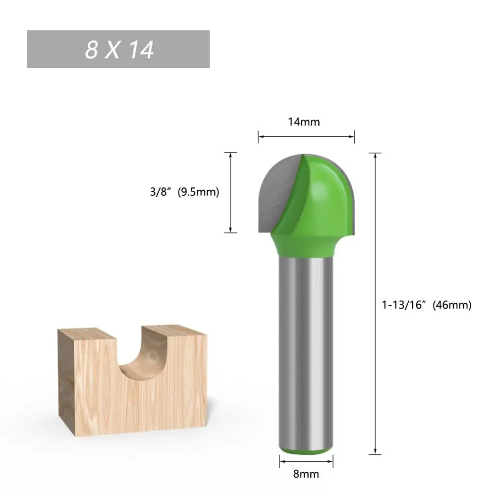 Tungsten Steel Alloy 8mm Shank Diameter Woodworking Semicircle Router Bit Tool With Heat Resistant Coatings Carpentry Tools