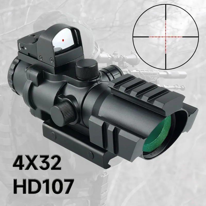 

Tactical Rifle Scope HD107 Red Dots Sight Reflex Optics Riflescope 4x32 Outdoor Shooting Hunting Combo Scopes for Airsoft/Rifle