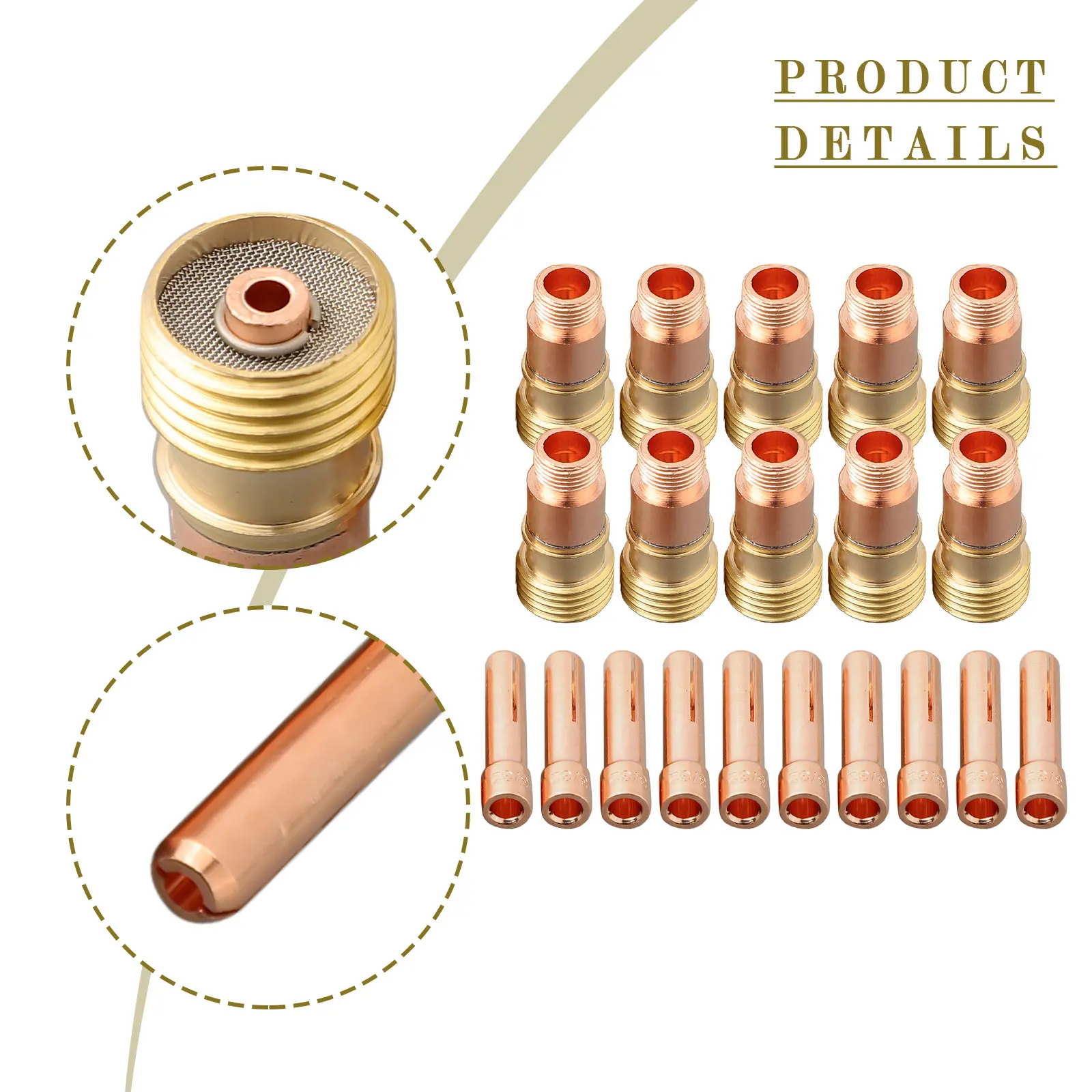 Professional TIG Collet Kit with 20pcs for Stubby Gas Lens 17GL332 10N24S and DB SR WP Models for Precision Welding