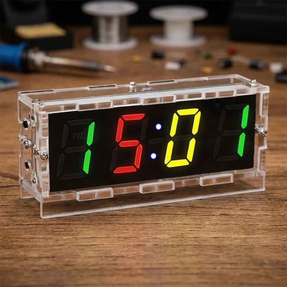 For RGB Color Digital Clock Kit for Soldering Education Featuring Transparent Design and Multi-Function Display