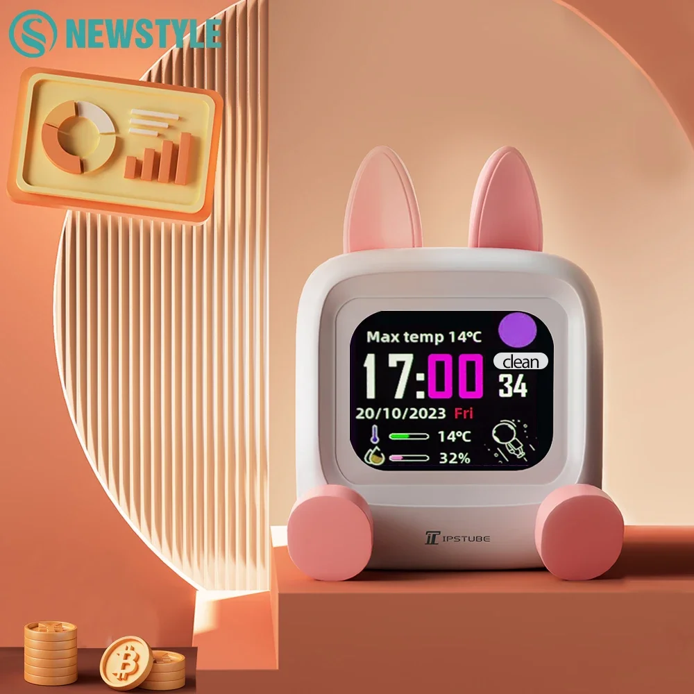 

Mini Smart Weather Station Clock WIFI Desktop Display Night Light TV Bluetooth Music Speaker DIY Christmas Gaming Room Decor