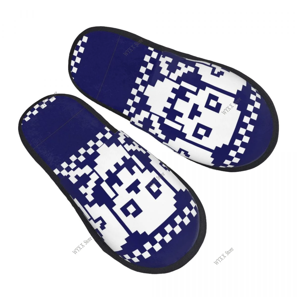 

Men Women Plush Indoor Slippers Grunge Skull Warm Soft Shoes Home Footwear Autumn Winter