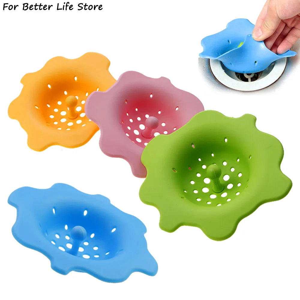 1Pc 4Colour 51G Silicone Creative Petal Type Sink Strainers Anti-clogging Debris Filter Bathroom Shower Drain Hair Catcher Kitch