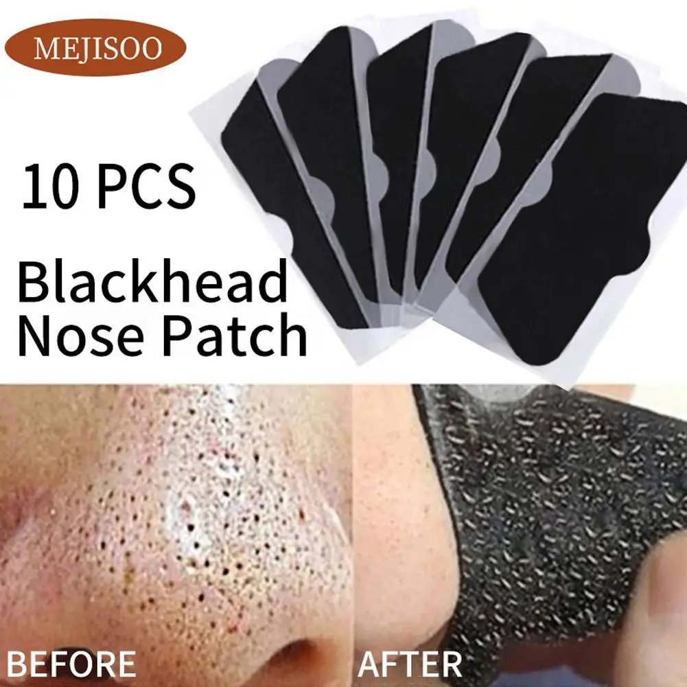 

10Pcs Bamboo Carbon Nose Blackhead Remover Mask Nasal Strips Black Head Peel Off Sticker Face Acne Whitehead Pore Clean Patch